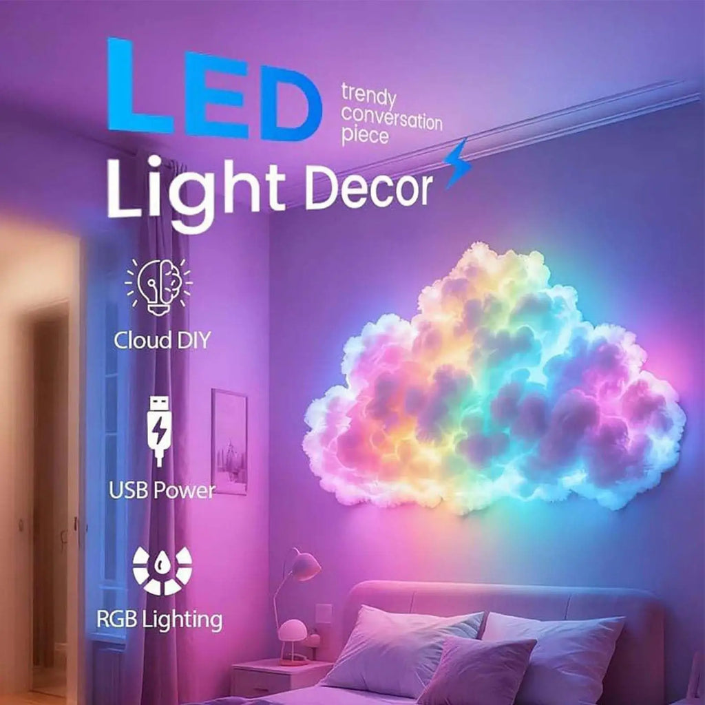LED Clouds for Ceiling 3D USB Thundercloud Lamp Set Ambient Music Light for Desktop Ceiling Bedroom Living Room Office Party