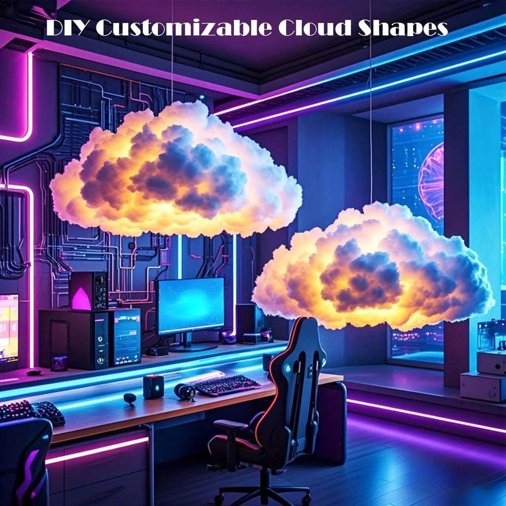 LED Clouds for Ceiling 3D USB Thundercloud Lamp Set Ambient Music Light for Desktop Ceiling Bedroom Living Room Office Party